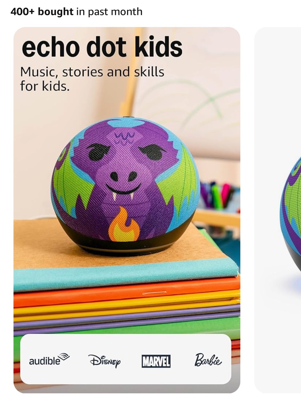 Amazon Echo dot kids dragon w free kids+ 1 year subscription included
